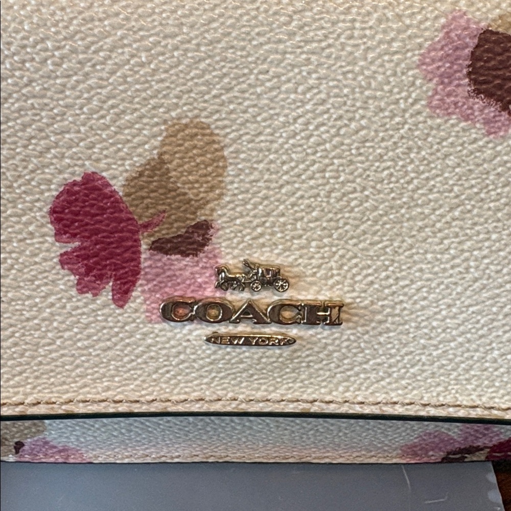 COACH Floral Continental Wallet long wallet coated canvas Pink Tan Cream goldton - Picture 3 of 16